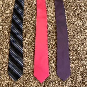 Set of 3 purple, pink & blue ties. Kenneth Cole, Merona & John Bartlett brand